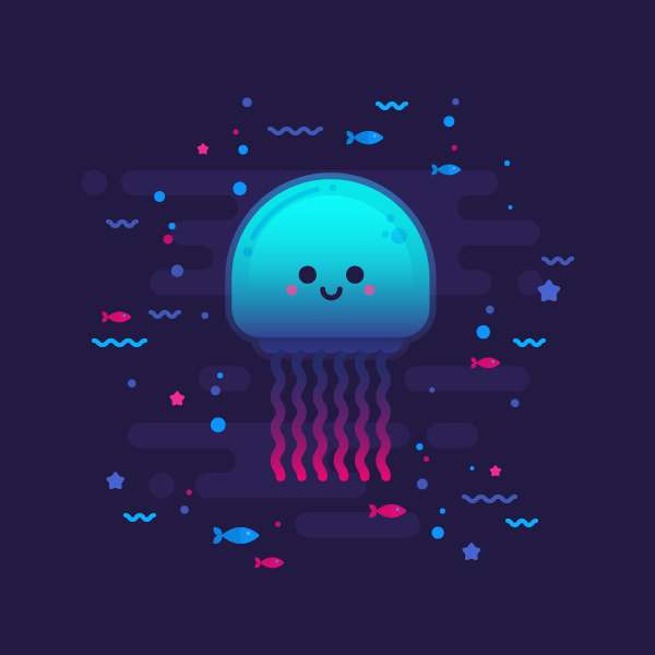 Tutorial "Flat Design" Glowing Jellyfish Illustrator Tutorial Flat Design Karakter Glowing Jellyfish