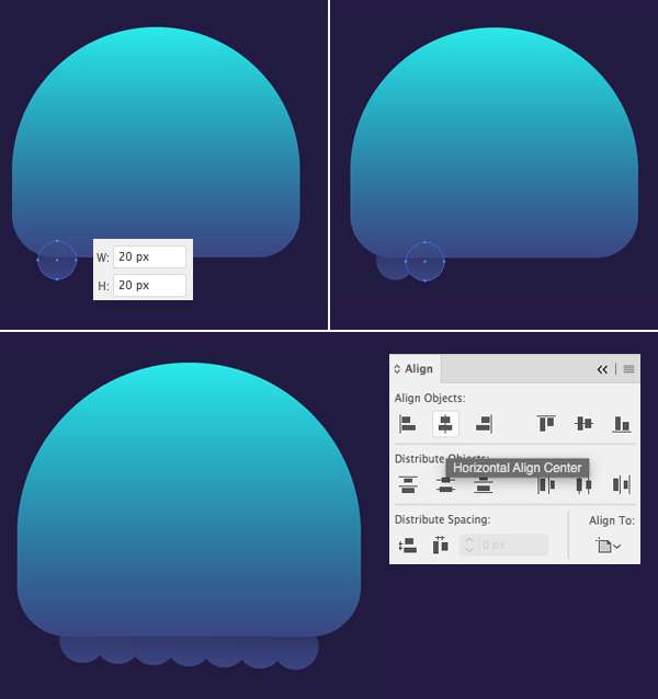 Tutorial "Flat Design" Glowing Jellyfish Illustrator Tutorial Karakter Design Tahap 4-jellyfish