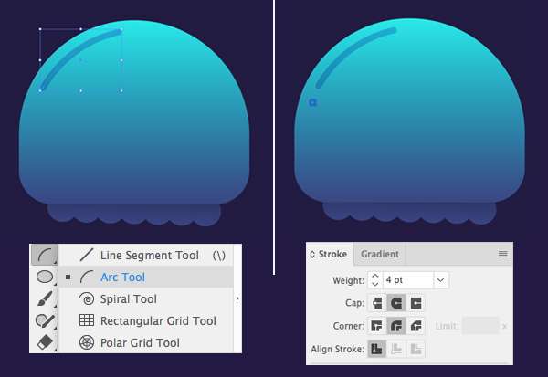 Tutorial "Flat Design" Glowing Jellyfish Illustrator Tutorial Karakter Design Tahap 5-jellyfish