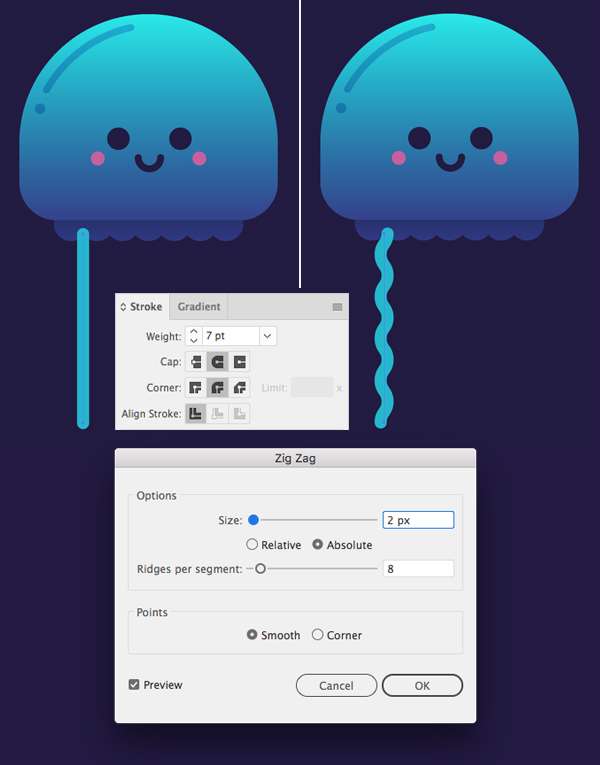 Tutorial "Flat Design" Glowing Jellyfish Illustrator Tutorial Karakter Design Tahap 8-jellyfish