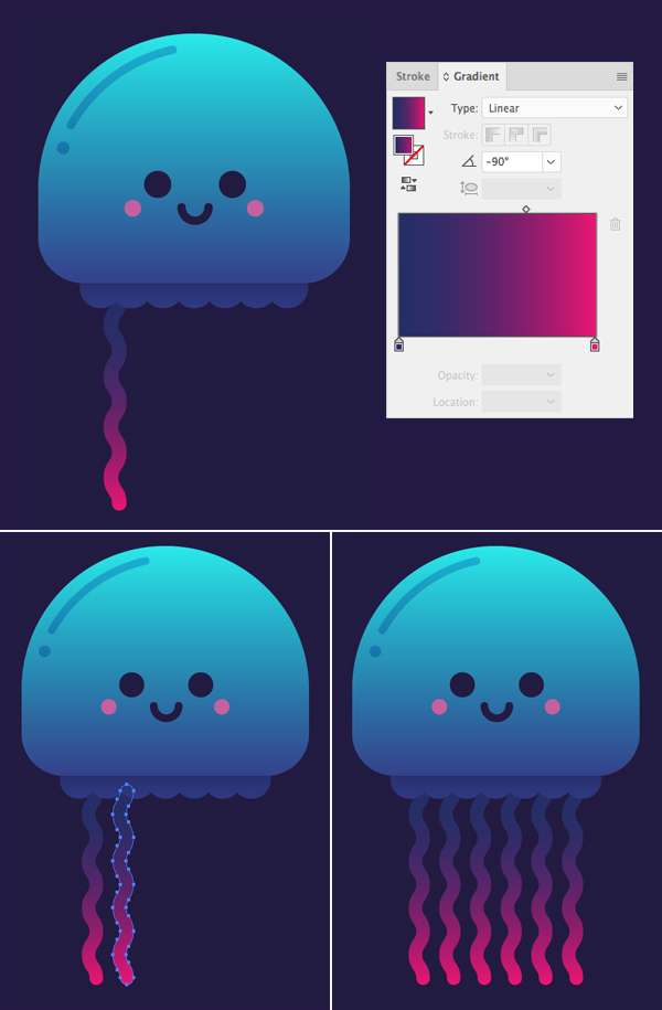 Tutorial "Flat Design" Glowing Jellyfish Illustrator Tutorial Karakter Design Tahap 9-jellyfish