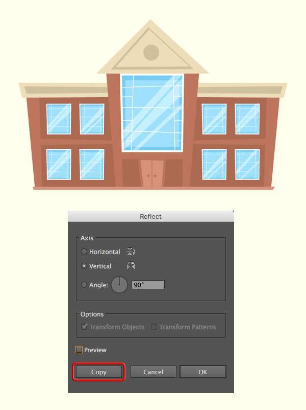 Tutorial Menggambar ilustrasi Vektor Bangunan Flat Design 09